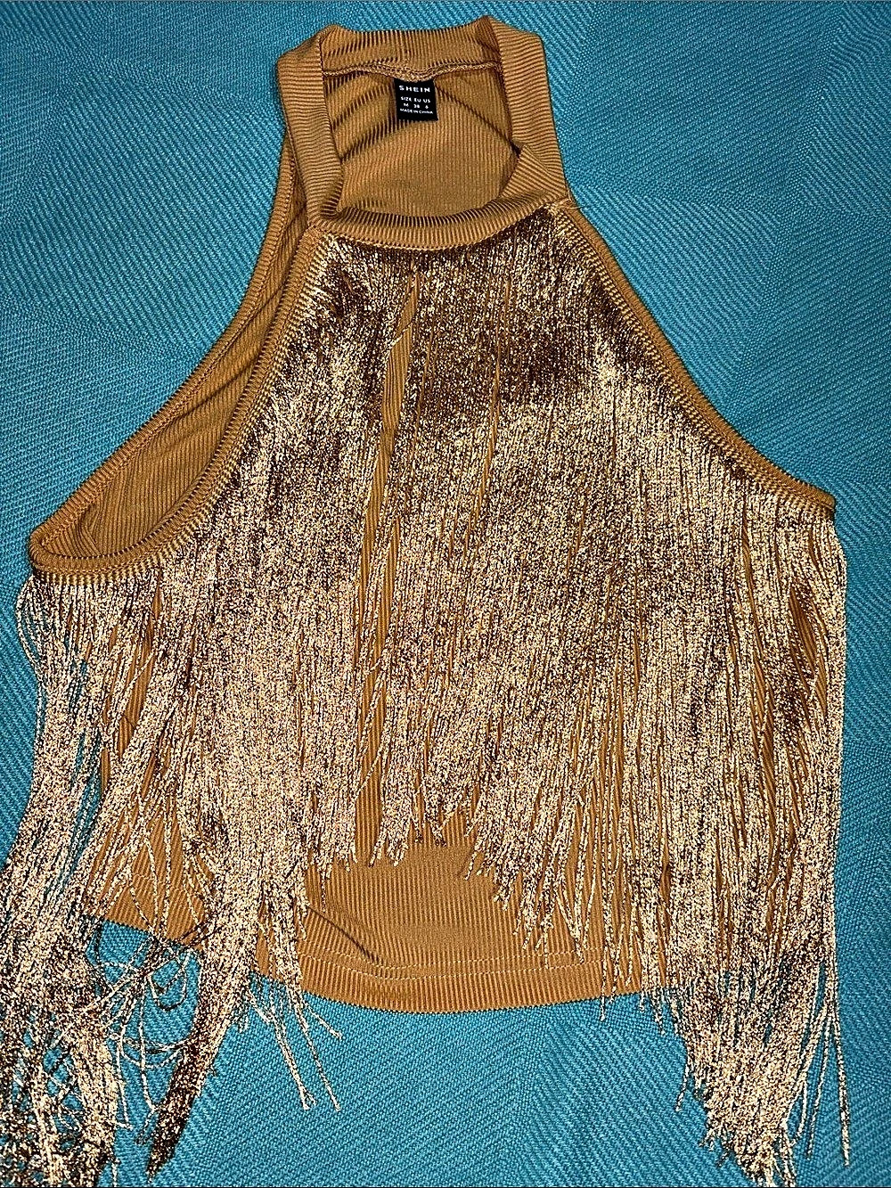 SHEIN Fringe Tank Top in Brown Size Medium Like New